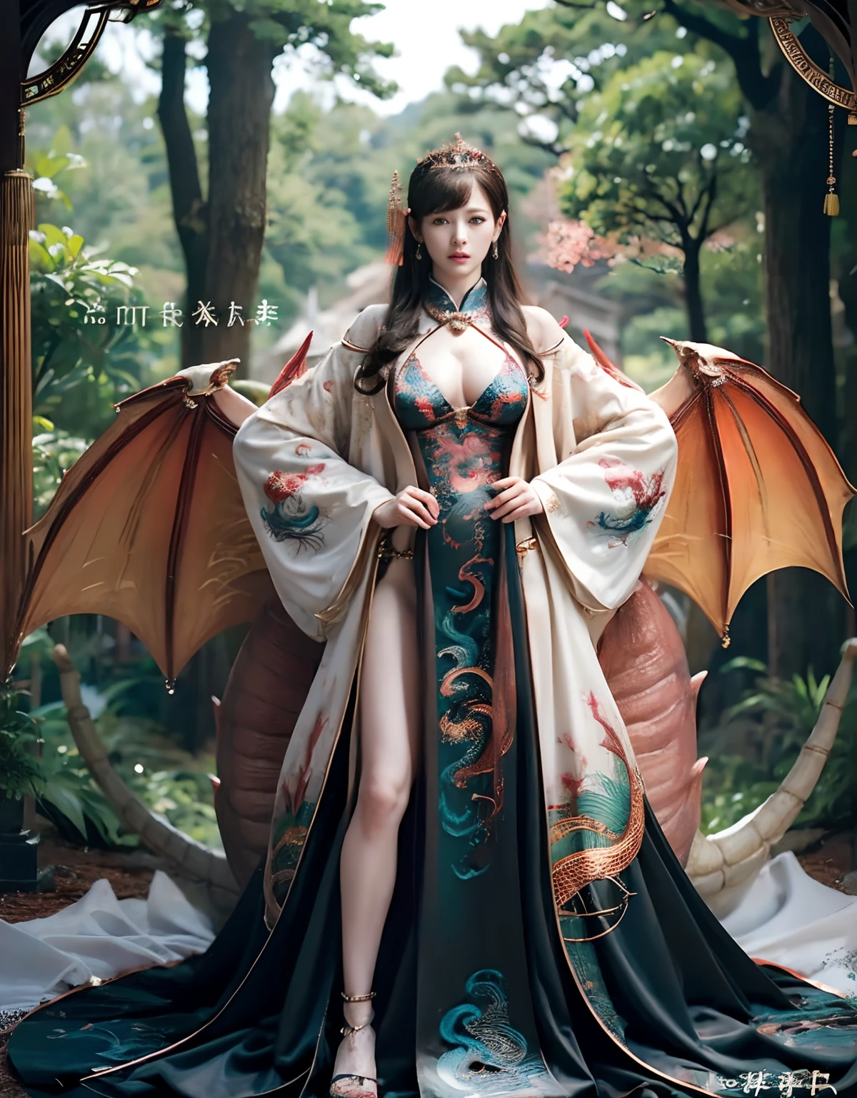 (Fight fiercely with dragons)、top-quality、masterpiece、超A high resolution、(Blue Dragon Armor)、(((Colossal tits))),dragon armor、(((Detailed Micro Bikini))),(Wearing a beautiful crown made of jewels),(Photorealsitic:1.4)、Raw photo、1人、(((Random hair))、(((Take different poses)))、glowy skin、(((Chinese Dragon)))、(Gorgeous Jewelry Necklaces)、(Mystical expression)、(Full Body Angle)、(Fight big dragons)、With a beautiful knife、(Pink Metal Bikini)、(beautiful forest background)、Precipitous cliffs、(Castle background)、((super realistic details))、portlate、globalillumination、(sexypose)、Shadow、octan render、(One-Eyed Scouter)、8K、ultrasharp、Colossal tits、Raw skin is exposed in cleavage、metals、Details of complex ornaments、Japan details、highly intricate detail、Realistic light、CGSoation Trends、Blue eyes、radiant eyes、Facing the camera、Precipitous cliffs、Toostock、(Full Body Angle)、(veils)、(((Heavy Big))),
