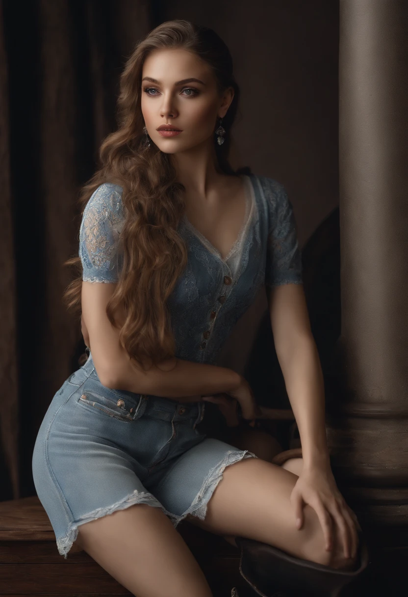 A super beautiful girl,Delicatemakeup,Low double ponytail,18yr old,Leg details,Complete legs,Look up, Over-the-knee white stockings,Slender, Long, Straight legs,hyper photorealism, Cowboy shot, hyper photorealism,hyper HD, Masterpiece, Textured skin, High details, hyper HD, Masterpiece, Textured skin, High details, A high resolution, hyper HD, Masterpiece, Textured skin, High details, A high resolution, hyper HD, Masterpiece, Textured skin, High details, A high resolution