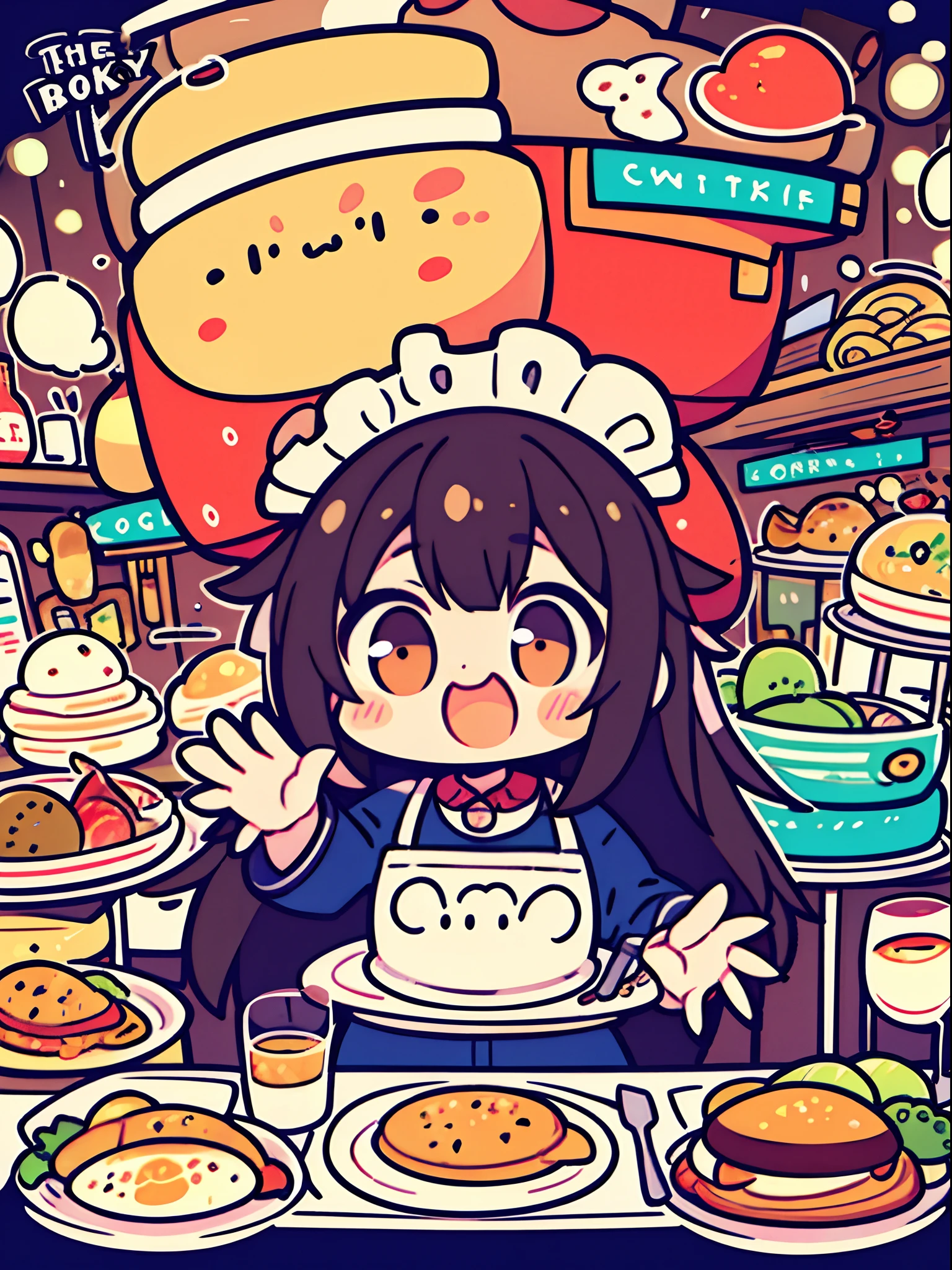 Crazy restaurant，party，Busy cook，Cute cartoon style，The cover of the game，