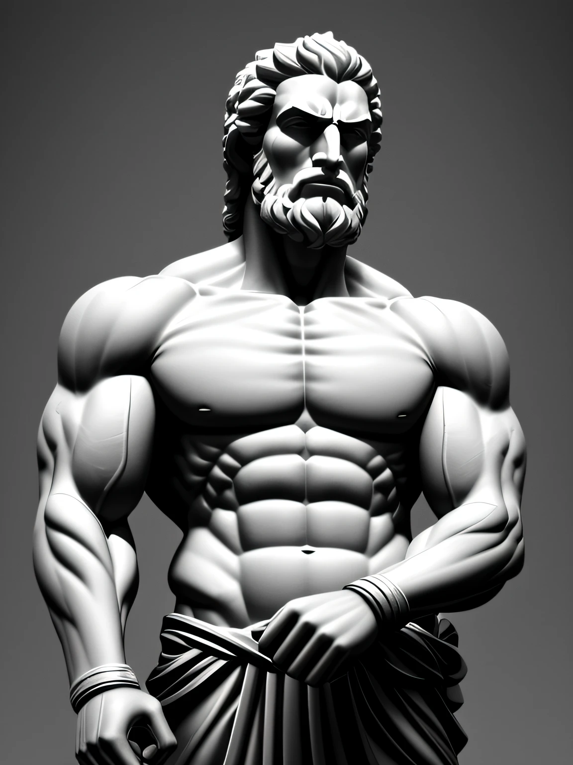 stoic philosopher, serious, muscular, strong body, 8k, realistic, picture quality, black and white, skin texture, sweat, very realistic
