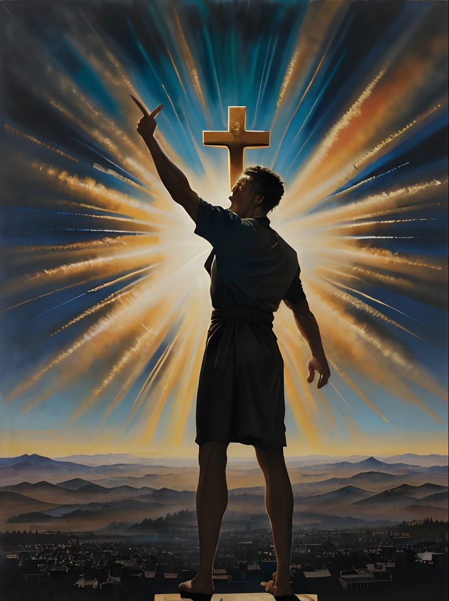 painting of a man standing on a cross above a city, the rapture, epic biblical depiction, by Robert McCall, by Don Arday, second coming, by Eugeniusz Zak, judgment day, by Zoë Mozert, by Jesús Mari Lazkano, by Tim Hildebrandt, by István Réti, prophetic art, by Ren Bonian painting of a man standing on a cross above a city, a surrealist painting by Robert McCall, tumblr, surrealism, the rapture, epic biblical depiction, second coming, judgment day, prophetic art, beautiful image ever created, beautiful depiction, apocalypse art!!!!, gold gates of heaven!!!!!!!!, ( art fitzpatrick ), biblical painting, masterpiece', end times, rob mcnaughton painting of a man pointing at a large crowd of people, an illustration of by Thomas Dalziel, tumblr, happening, the rapture, second coming, epic biblical depiction, heavenly rapture, angels protecting a praying man, prophetic art, judgment day, pointing to heaven, beautiful image ever created, rob mcnaughton, god ray through clouds, rob rey, breathtaking art painting of a man pointing at a large crowd of people, the rapture, second coming, epic biblical depiction, heavenly rapture, angels protecting a praying man, prophetic art, judgment day, pointing to heaven, beautiful image ever created, rob mcnaughton, by Thomas Dalziel, by Eugeniusz Zak, by Dennis Ashbaugh, by Leonard Long Painting of a Man Pointing to a Large Crowd of People, O Arrebatamento, Segunda vinda, epic biblical representation, arrebatamento celestial, angels protecting a praying man, prophetic art, Dia do Julgamento, pointing to heaven, beautiful image ever created, rob mcnaughton, Directed by: Thomas Dalziel, Directed by: Eugeniusz Zak, Directed by: Dennis Ashbaugh, Directed by: Leonard Long, Painting of a man pointing to a large crowd of people, an illustration of by Thomas Dalziel, Tumblr, acontecimento, O Arrebatamento, Segunda vinda, epic biblical representation, arrebatamento celestial, angels protecting a praying man, prophetic art, Dia do Julgament