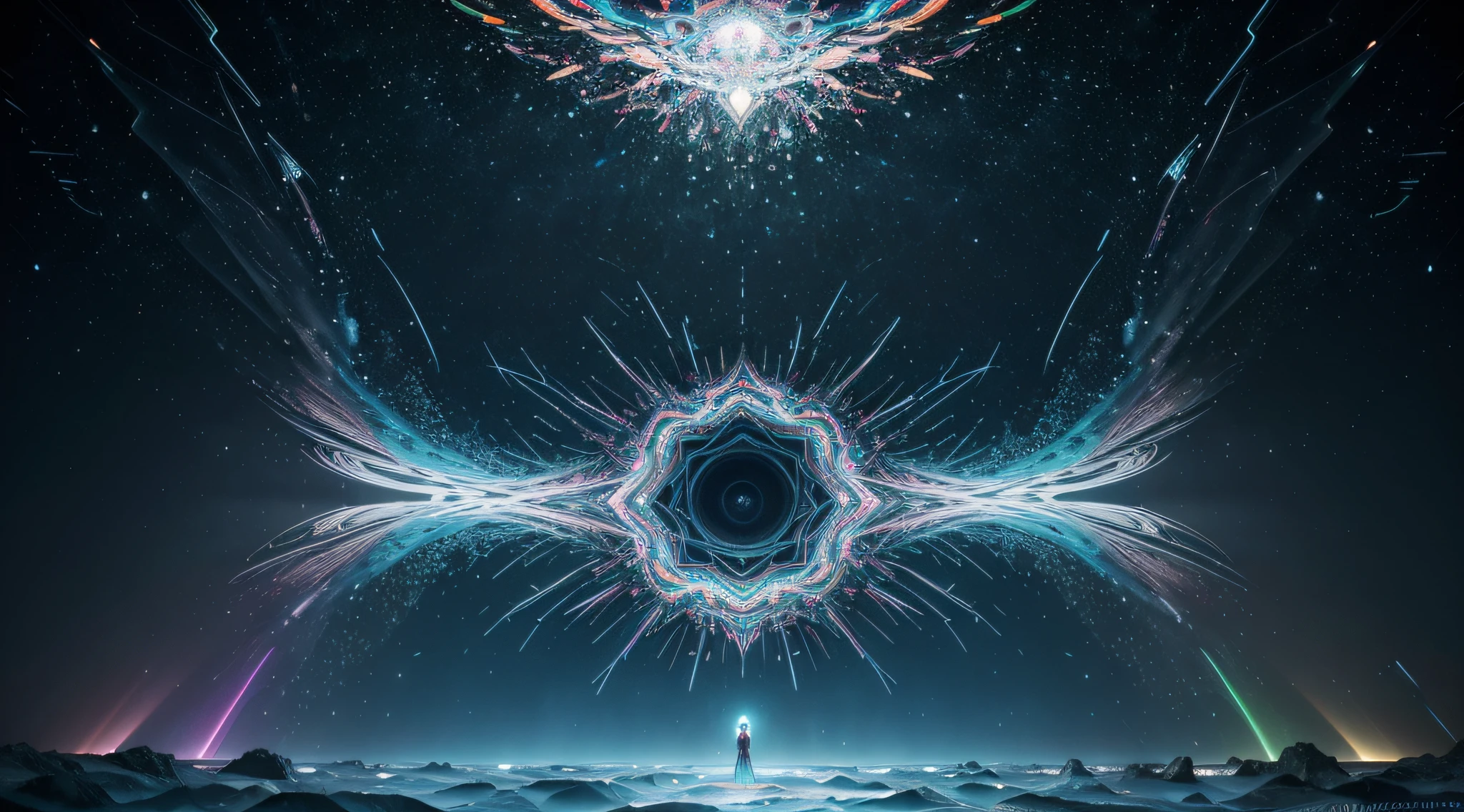 abstract graphic art in various formats,nature-inspired,geometric patterns,psychedelic colors,fluid motion,3D rendering,highly detailed,masterpiece:1.2,vibrant hues,playful composition,subtle texture,unique perspective,ethereal atmosphere,emerging shapes,contrasting elements,harmonious balance,impressionistic interpretation,alpha blending,enchanting visual effects,dynamic energy,striking visual impact,surreal elements,innovative techniques,visual poetry,transforming forms,meta-modern aesthetic,dreamlike ambiance,luminous glow,mesmerizing visuals,transcendent experience,limitless possibilities,expression of emotions,emerging from chaos,evocative sensations,mysterious narrative,celebration of imagination,creative exploration,vivid imagination,unpredictable outcome,layers of depth
