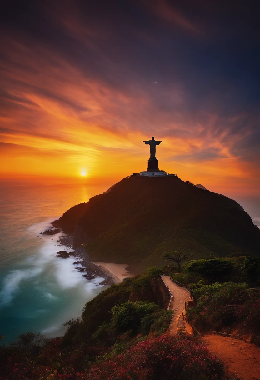 arte pobre, cidade iluminada, cristo redentor, praias, nuvens, estrelas, grandes predios