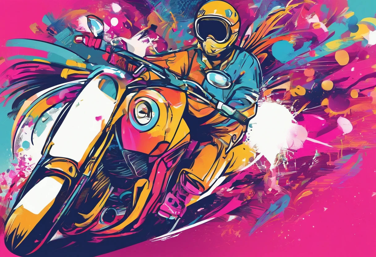"Write an engaging narrative about an audacious biker who dominates the streets of a vibrant favela. Sua moto super equipada, com rodas traseiras no ar, Defies gravity as he wears a pink helmet and silver goggles, tornando-se uma lenda nas ruas urbanas. Explore the atmosphere of the favela and the unique personality of this character, Transmitting the feeling of adrenaline, estilo e ousadia que o envolvem.”