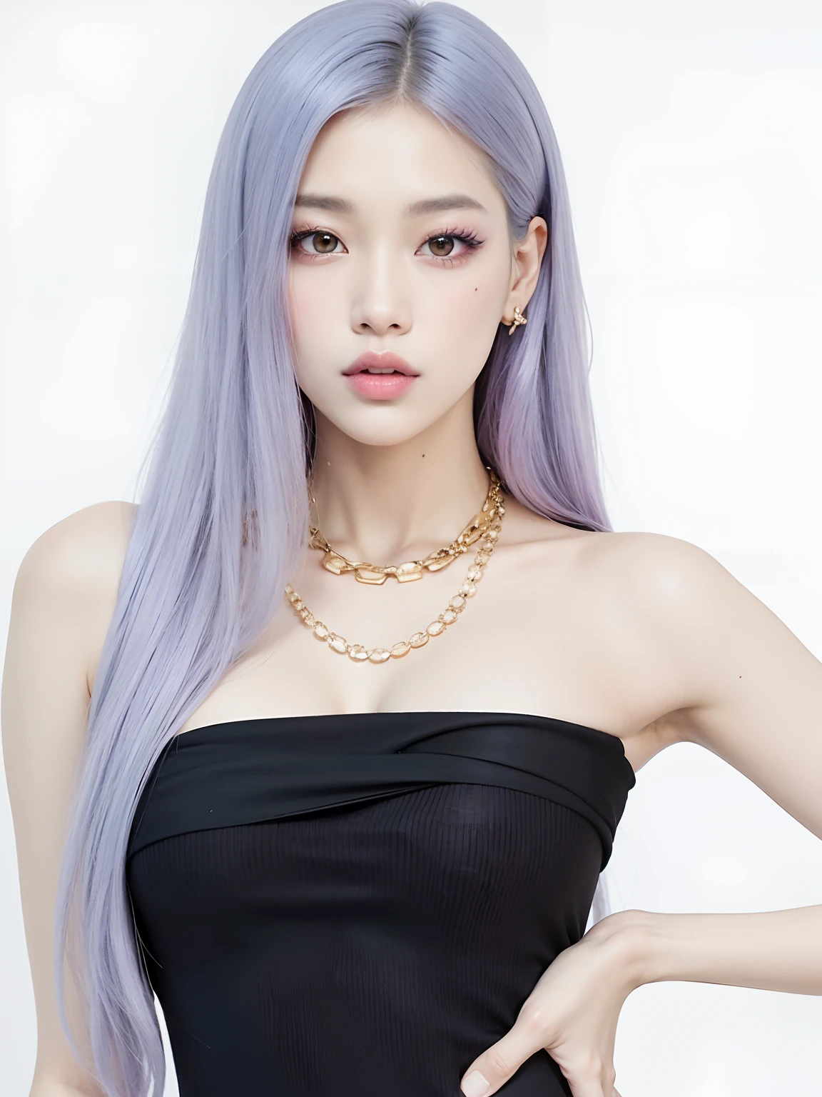 Un primer plano de una mujer con el pelo largo y morado con un vestido negro, Retrato de Jossi de Blackpink, Parque Roseanne de Blackpink, Jossi de Blackpink, Retrato Jisoo Blackpink, Jisoo de Blackpink, Jisoo de Blackpink, Kim Doyoung, Blackpink Jennie, Taejune Kim, Jaeyeon Nam, JIA, Parque Ji-min, Retrato de Kpop Idol