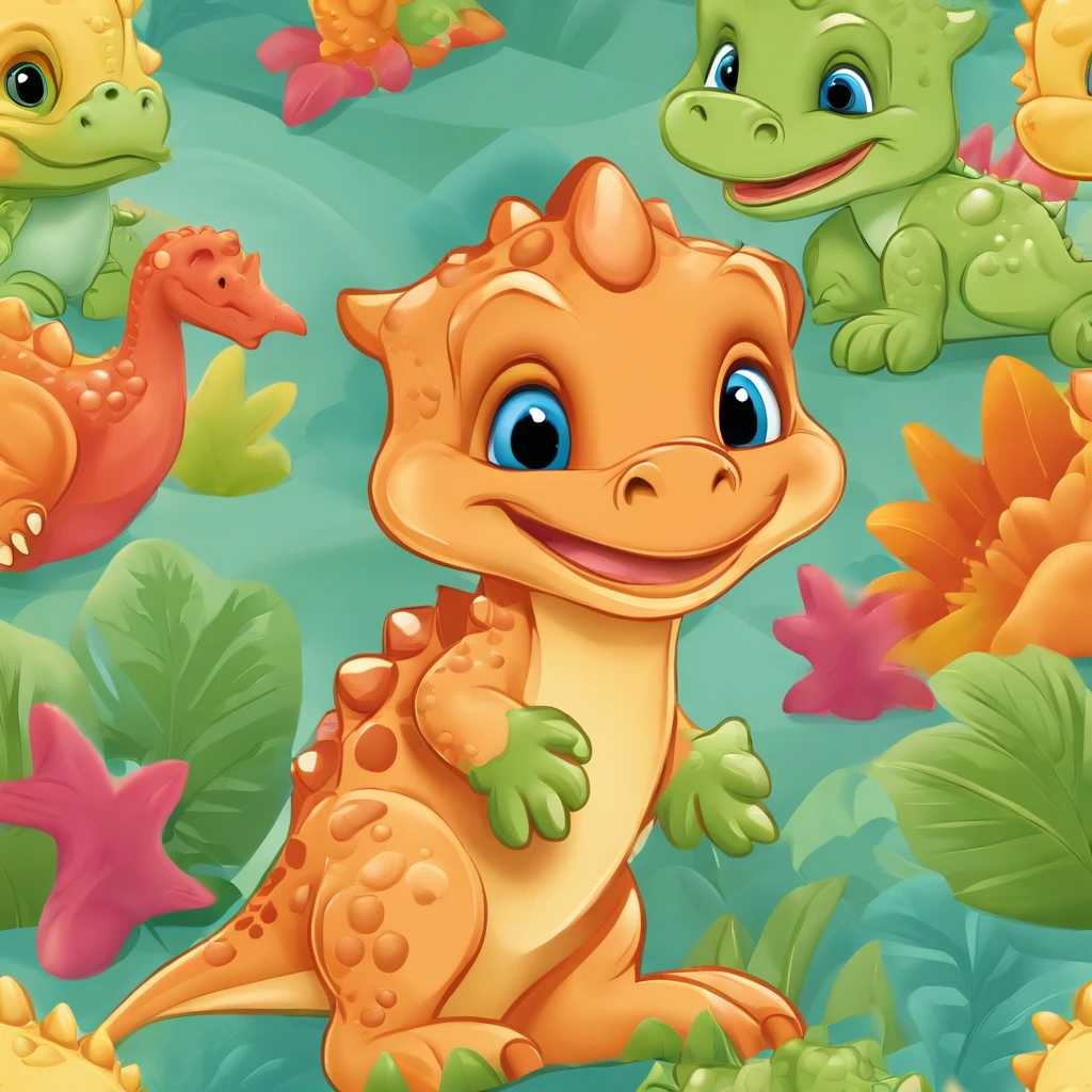 Cartoon Baby Dino 3 Colors Seamless Walpaper