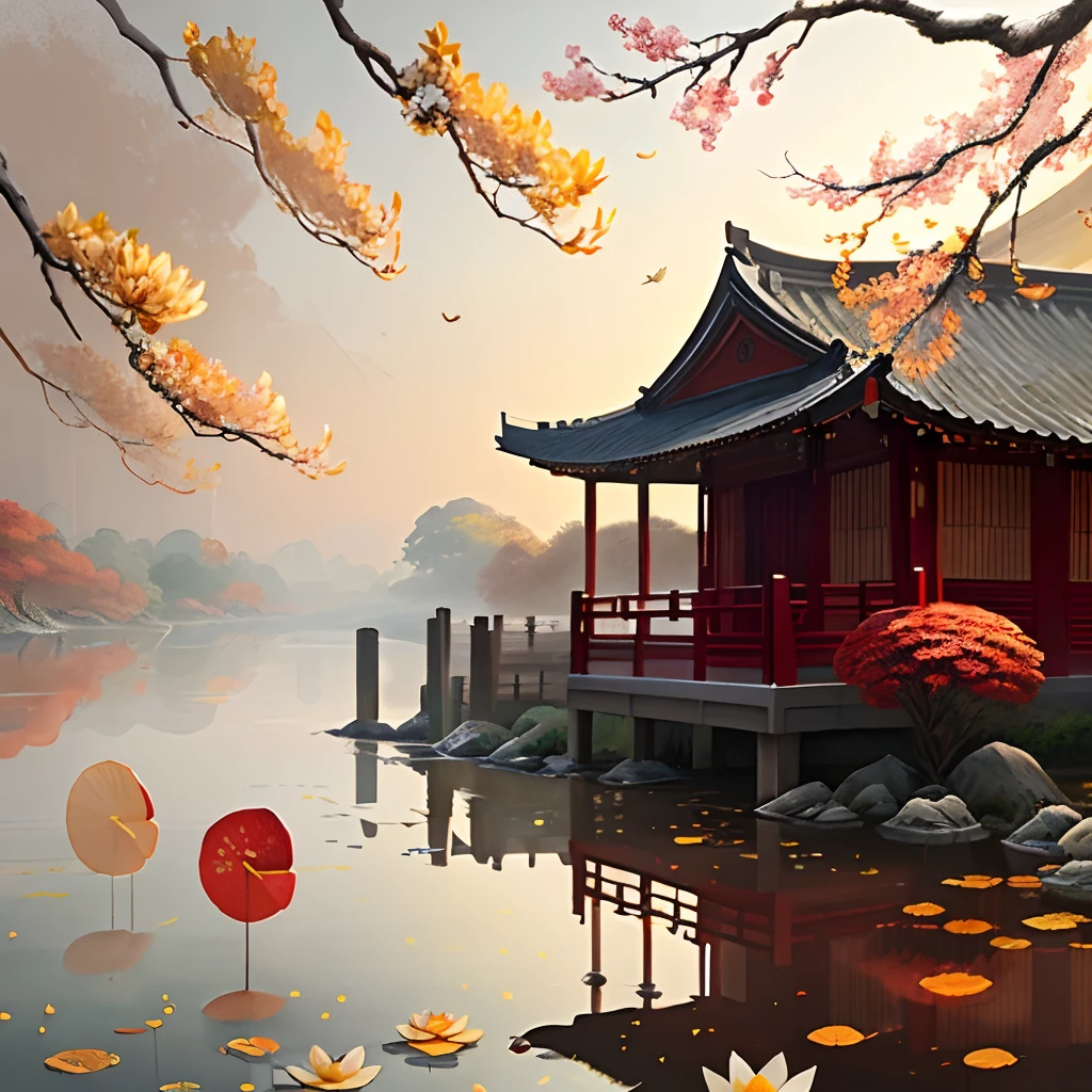 Life is just like the first sight，What a sad autumn wind painting fan。No characters，There are lotus flowers，National tide and national style painting