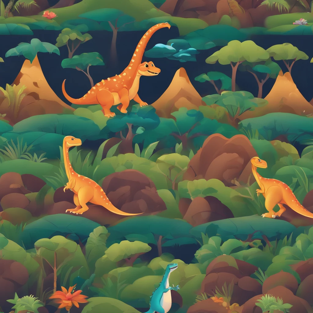 seamless walpaper, walt disney style, baby dino
