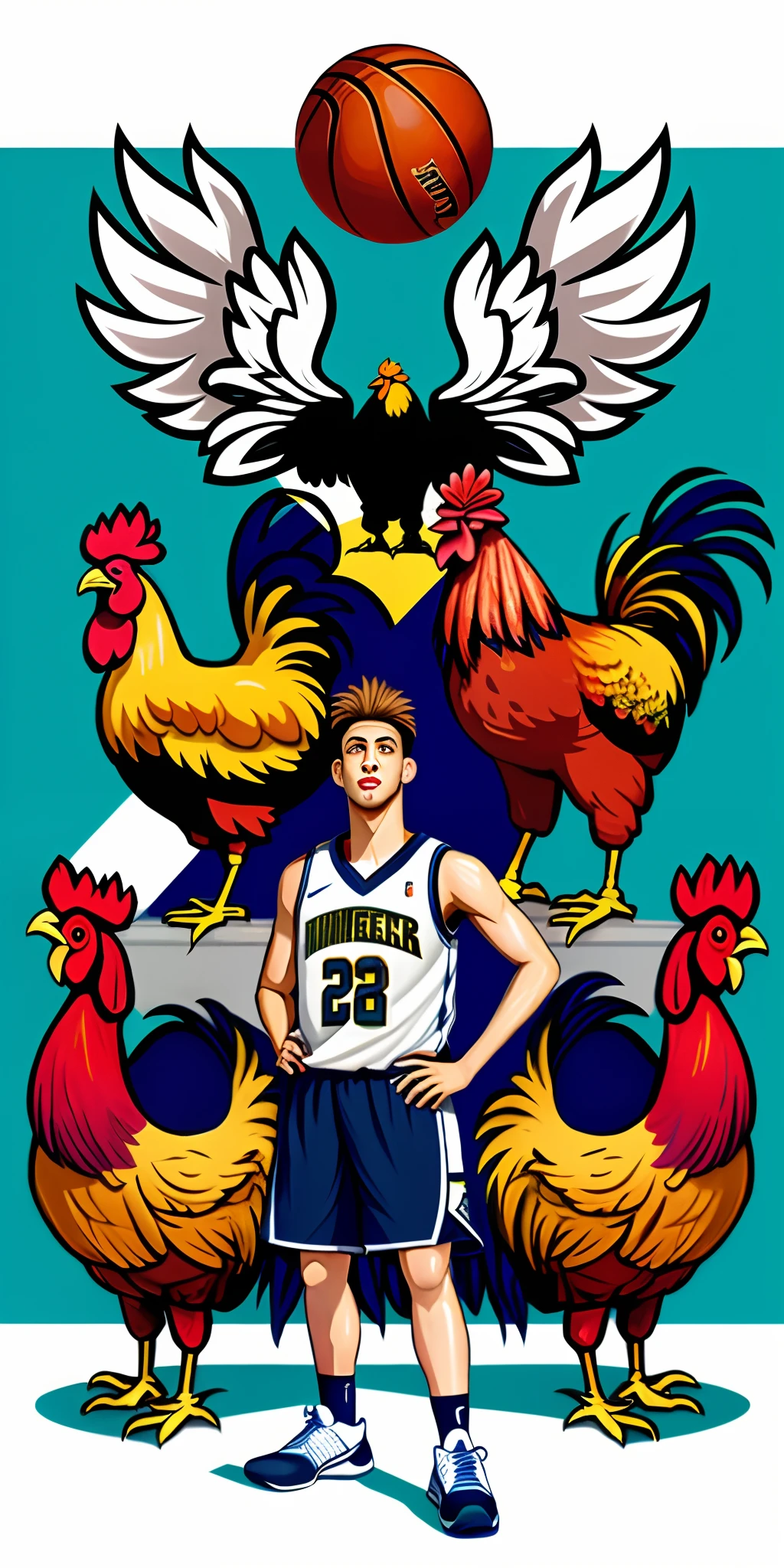 anthro rooster,Basketball team,Team emblem