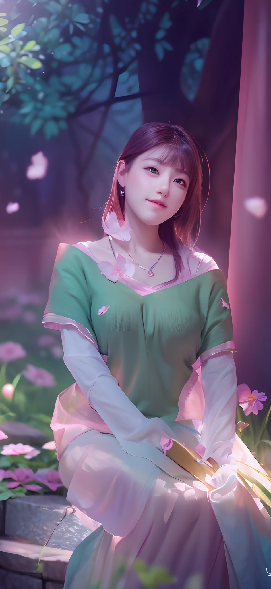 Change A Charector In A Realistic Beautiful Anime Princess Face,8K Resolution, Change the background into a beautiful nature with flowers
