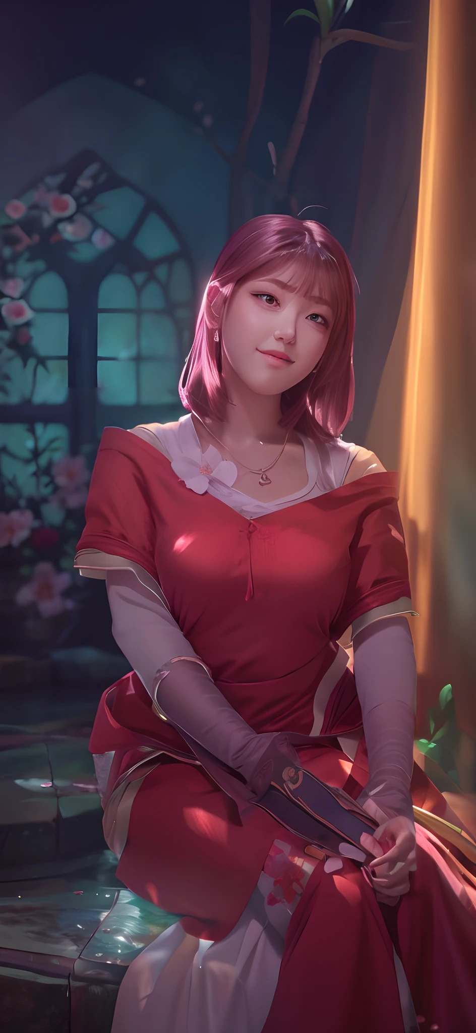 Change A Charector In A Realistic Beautiful Anime Princess Face,8K Resolution, Change the background into a beautiful nature with flowers