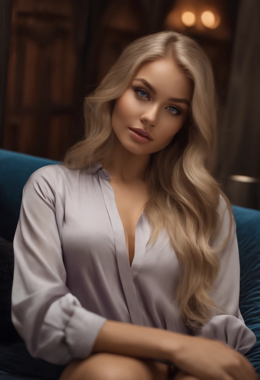 Sexy girl with blue eyes, ultra-realistic, meticulously detailed, portrait sophie mudd, blonde hair and large eyes, selfie of a young woman, bedroom eyes, violet myers, without makeup, natural makeup, face with artgram, subtle makeup, stunning full body shot in night club, medium to large size bust, blond