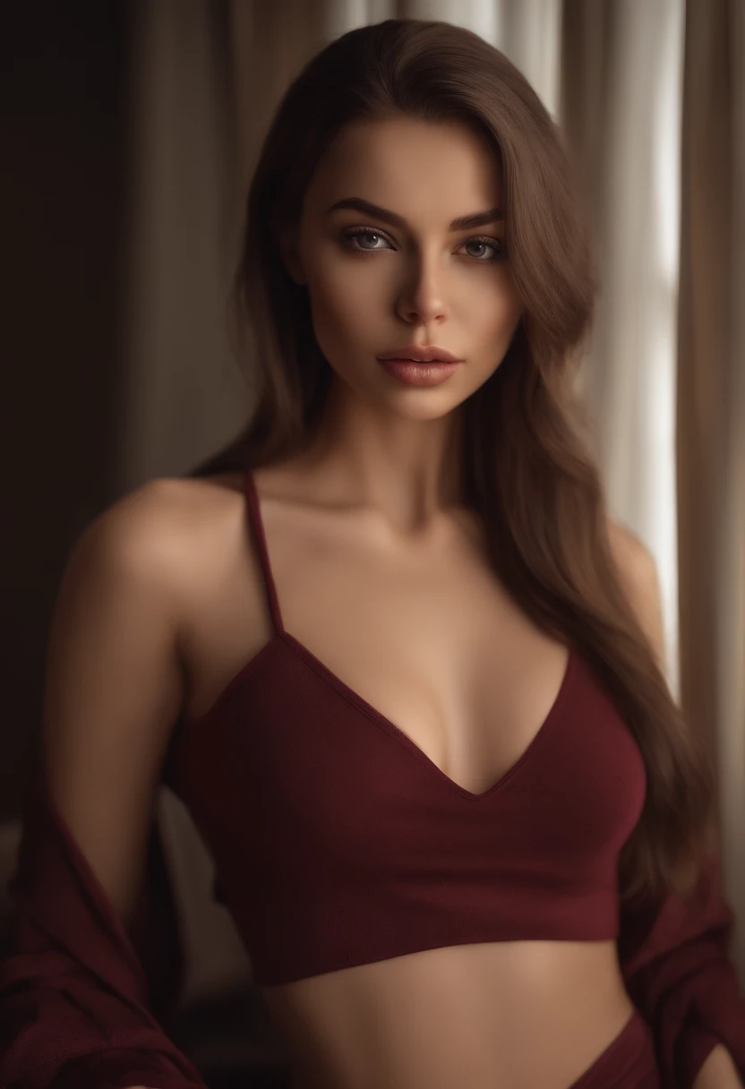 arafed woman fully , sexy girl with brown eyes, ultra realistic, meticulously detailed, portrait sophie mudd, brown hair and large eyes, selfie of a young woman, bedroom eyes, violet myers, without makeup, natural makeup, looking directly at the camera, face with artgram, subtle makeup, stunning full body posing in the night club, medium to large size bust, make it seems like photo taken with smartphone, amateur quality