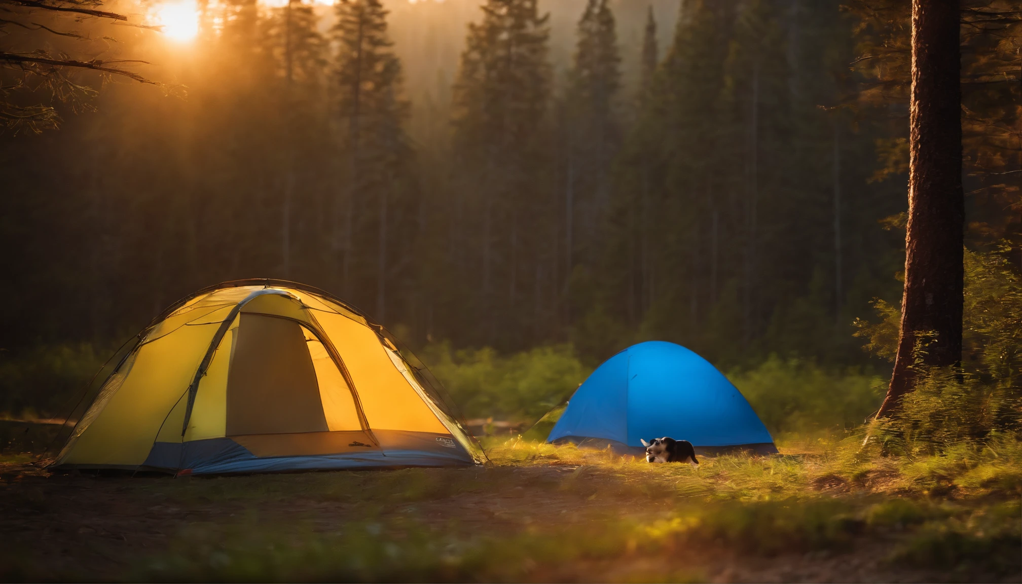National forest camping with puppy