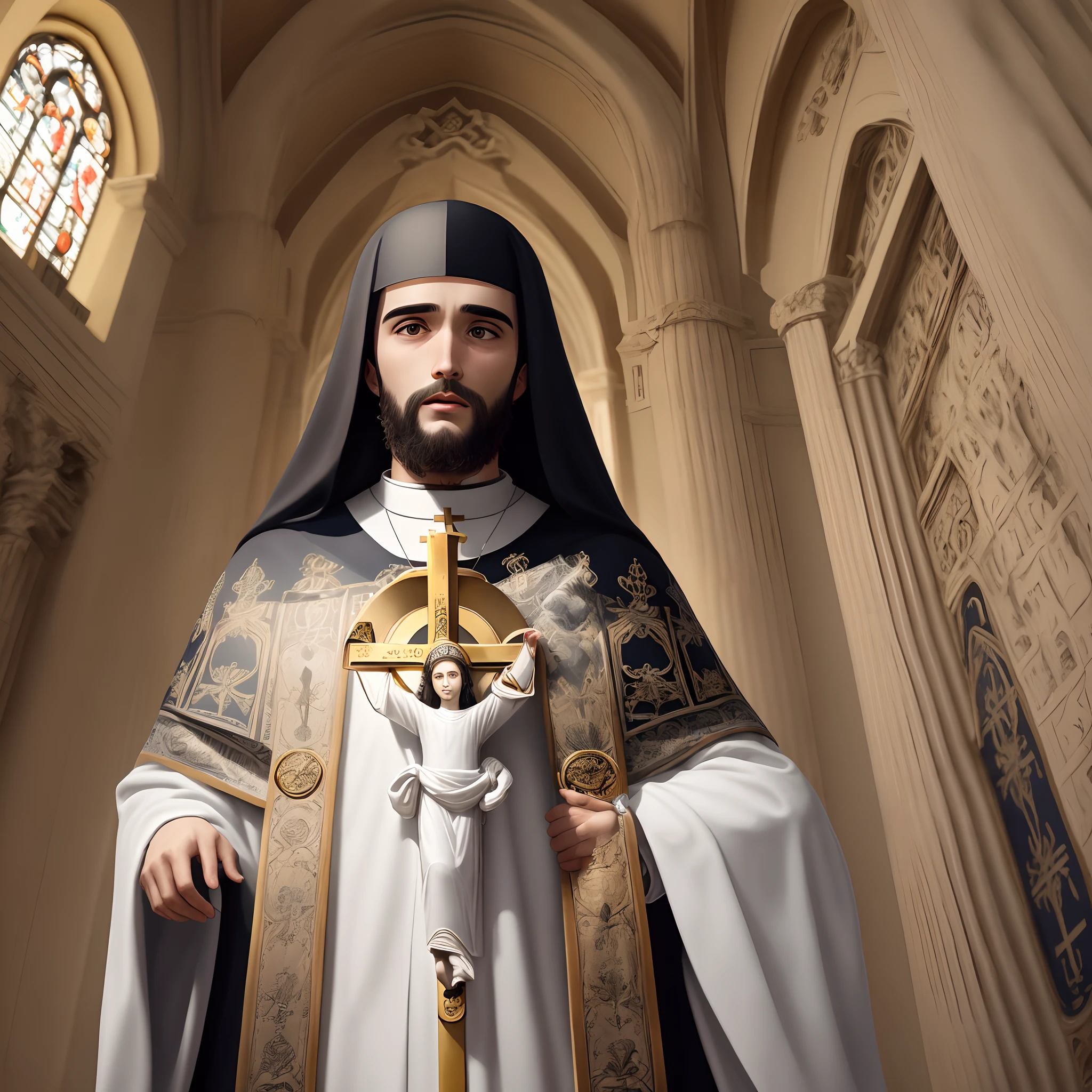Jesus in a hood and Greek clothing,