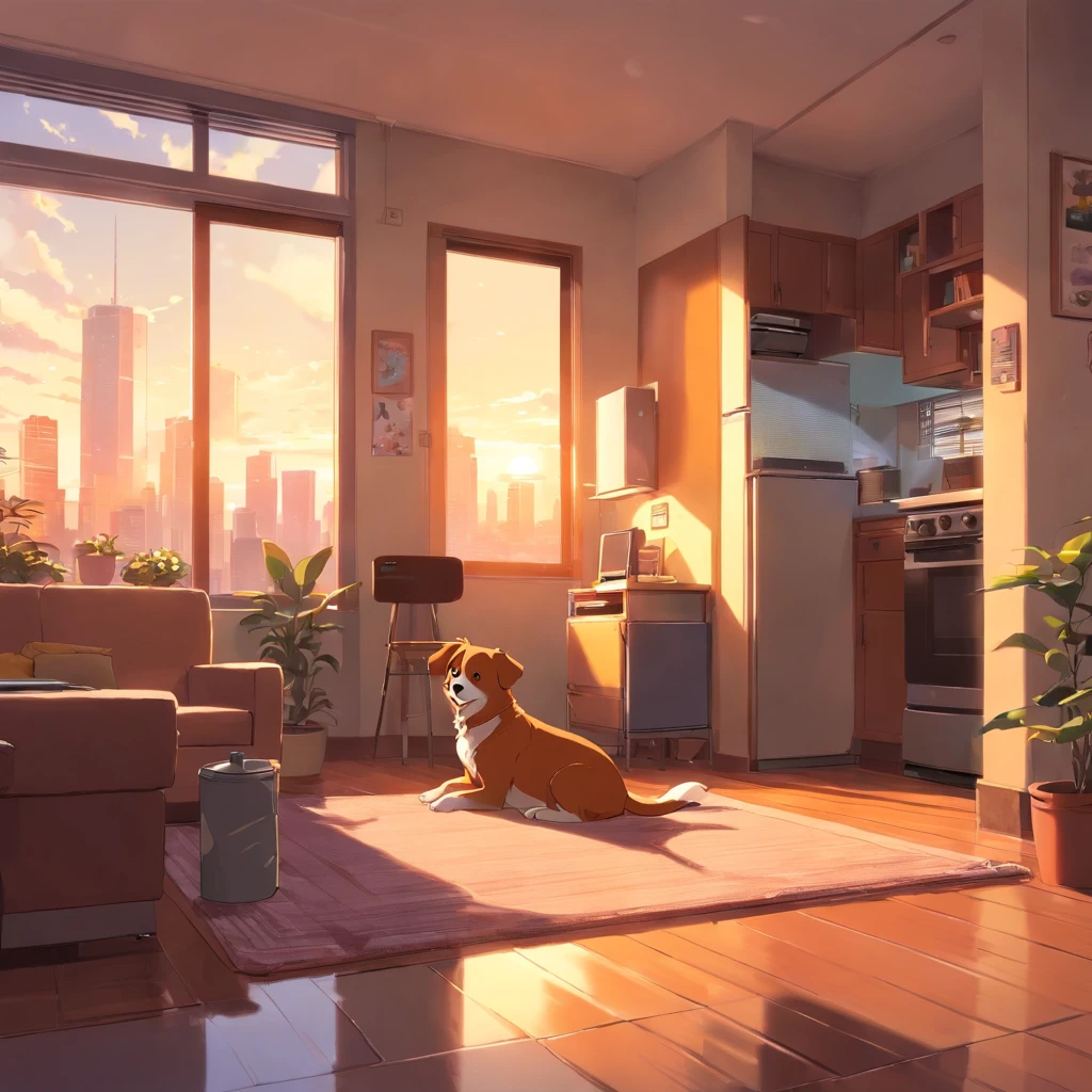 um cachorro marrom em um apartamento com sua dona
