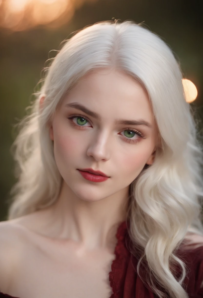 (((a deep reddish wound crosses her left cheek))) fair complexion, woman around 19 years old, natural white hair, distinctive green eyes, wearing kohl, slender and graceful, beautiful, candlelight in a medieval setting, ultra sharp focus, realistic shot, medieval female clothes, tetradic colors (scar:1.4)