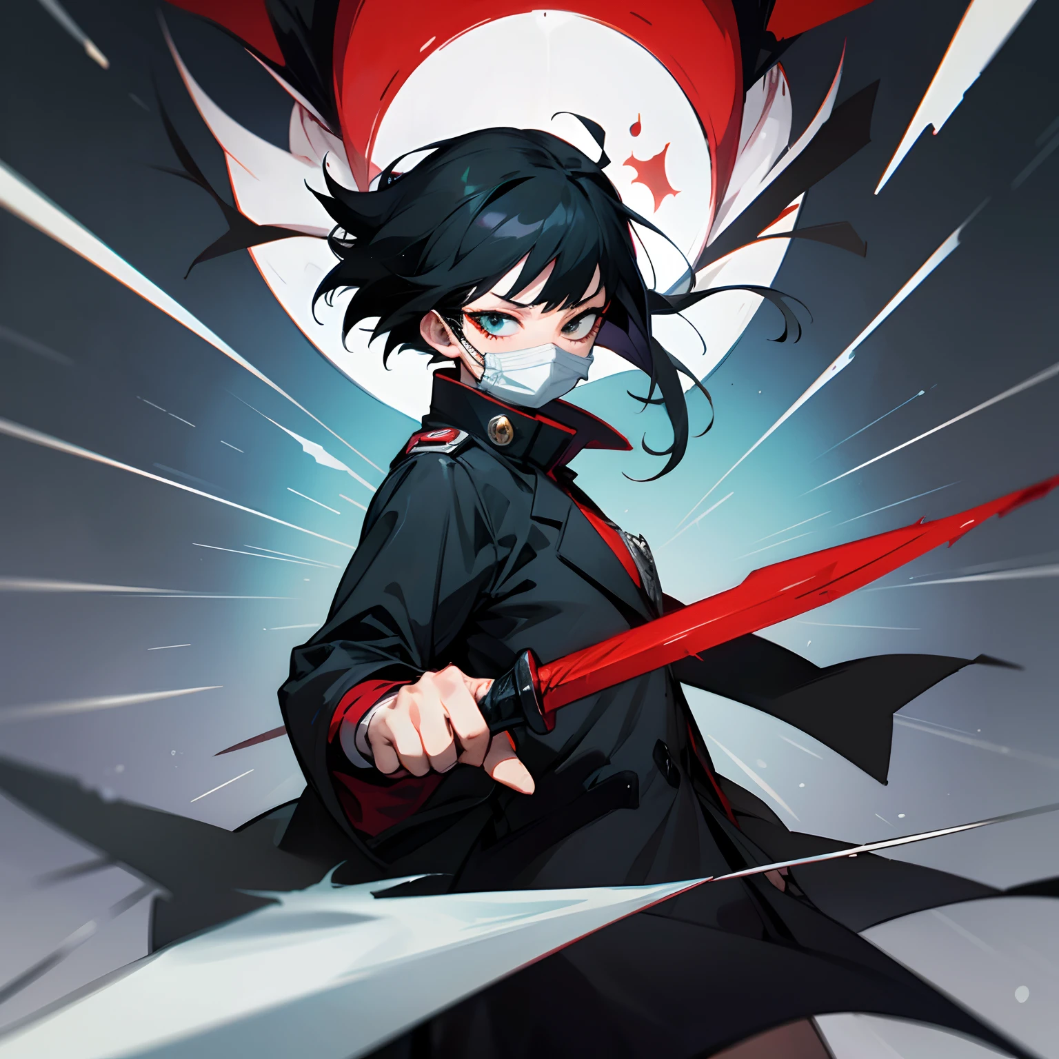 “My Hero Academia Style” “Ghostface” “Knife In Hand” “Female” “Anime Style” “Ultra” “Scream Mask” “Black Coat” “Black Hair” “Bloody Knife”