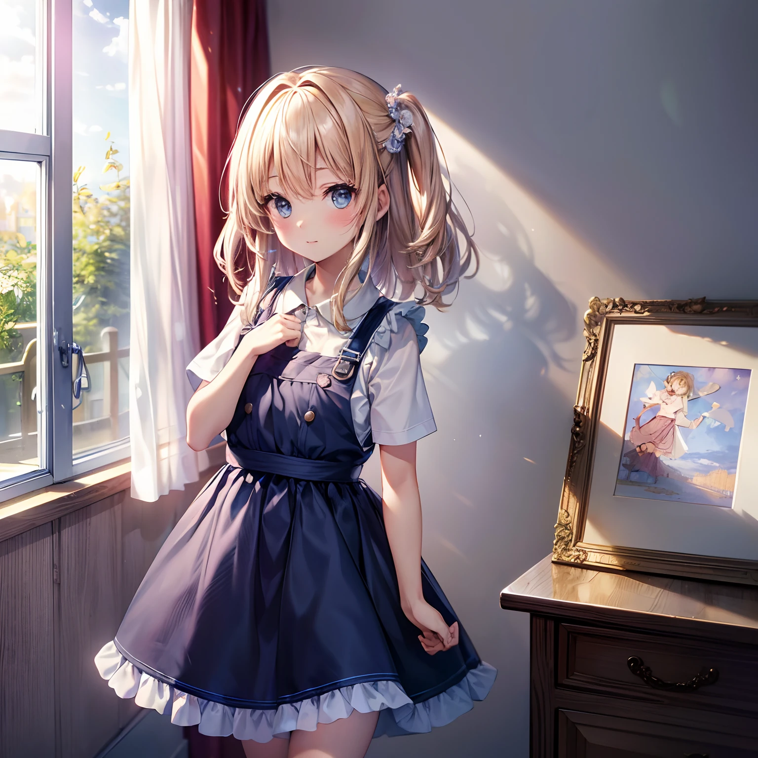 childs room、Exam Preparation、top-quality、recommended (masterpiece, best qualtiy, hight resolution:1.2), detailliert, intricate detailes, 4K, Wearing a childcare apron、1girl in、Skirt flipping