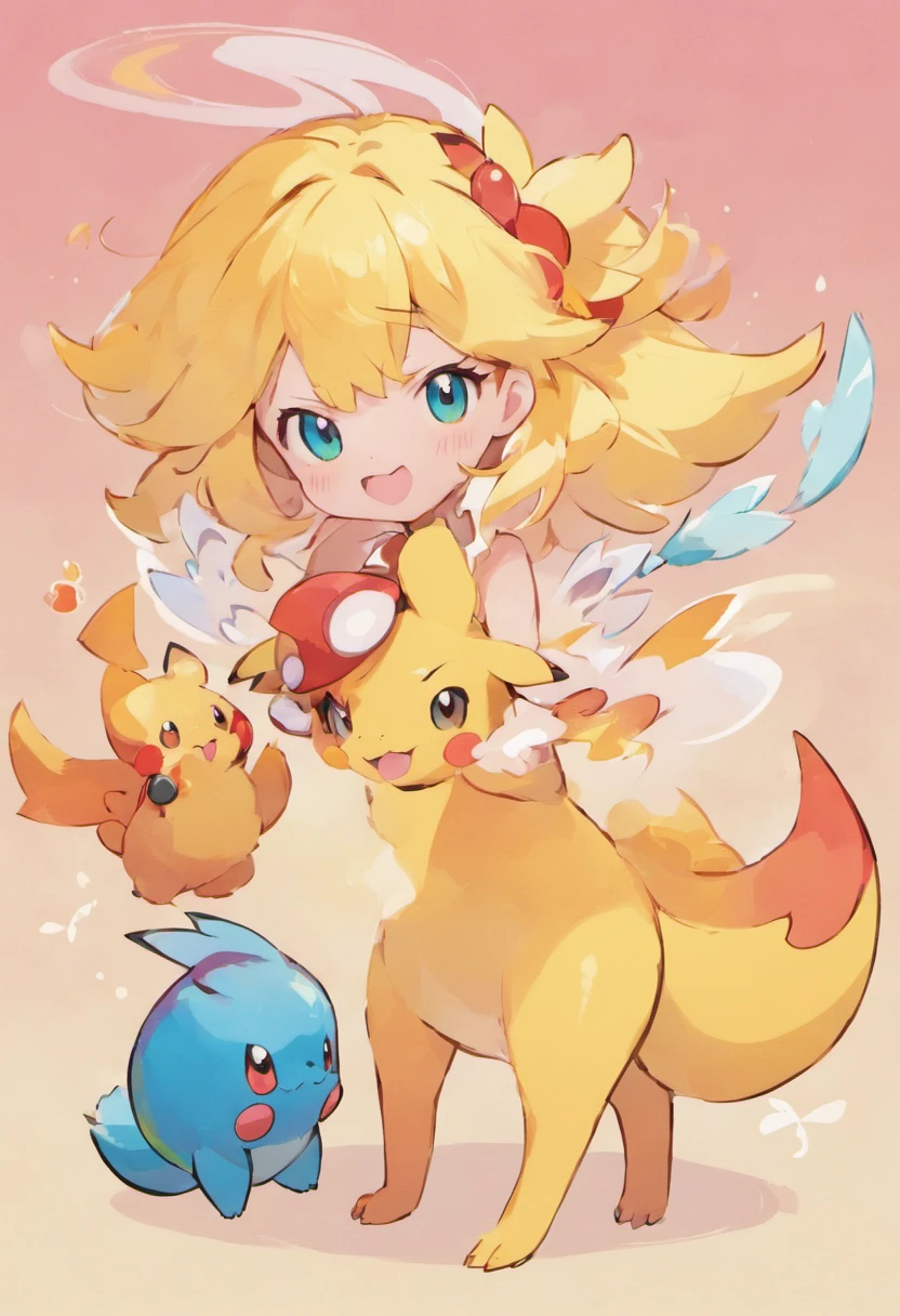 A pokémon master similar to Serena playing with her Fuecoco