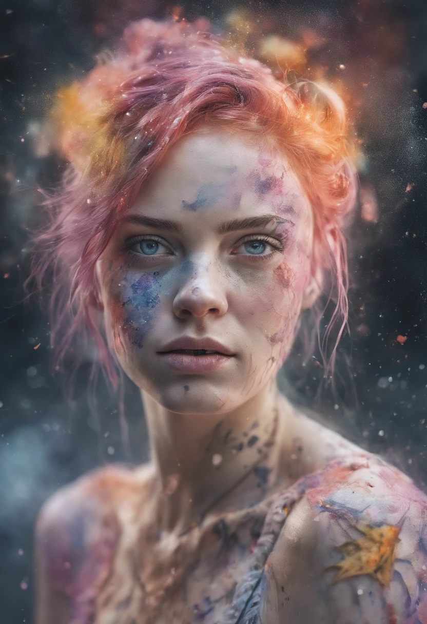 woman with agnes cecile, glowing design, pastel colors, ink drops, autumn lights
