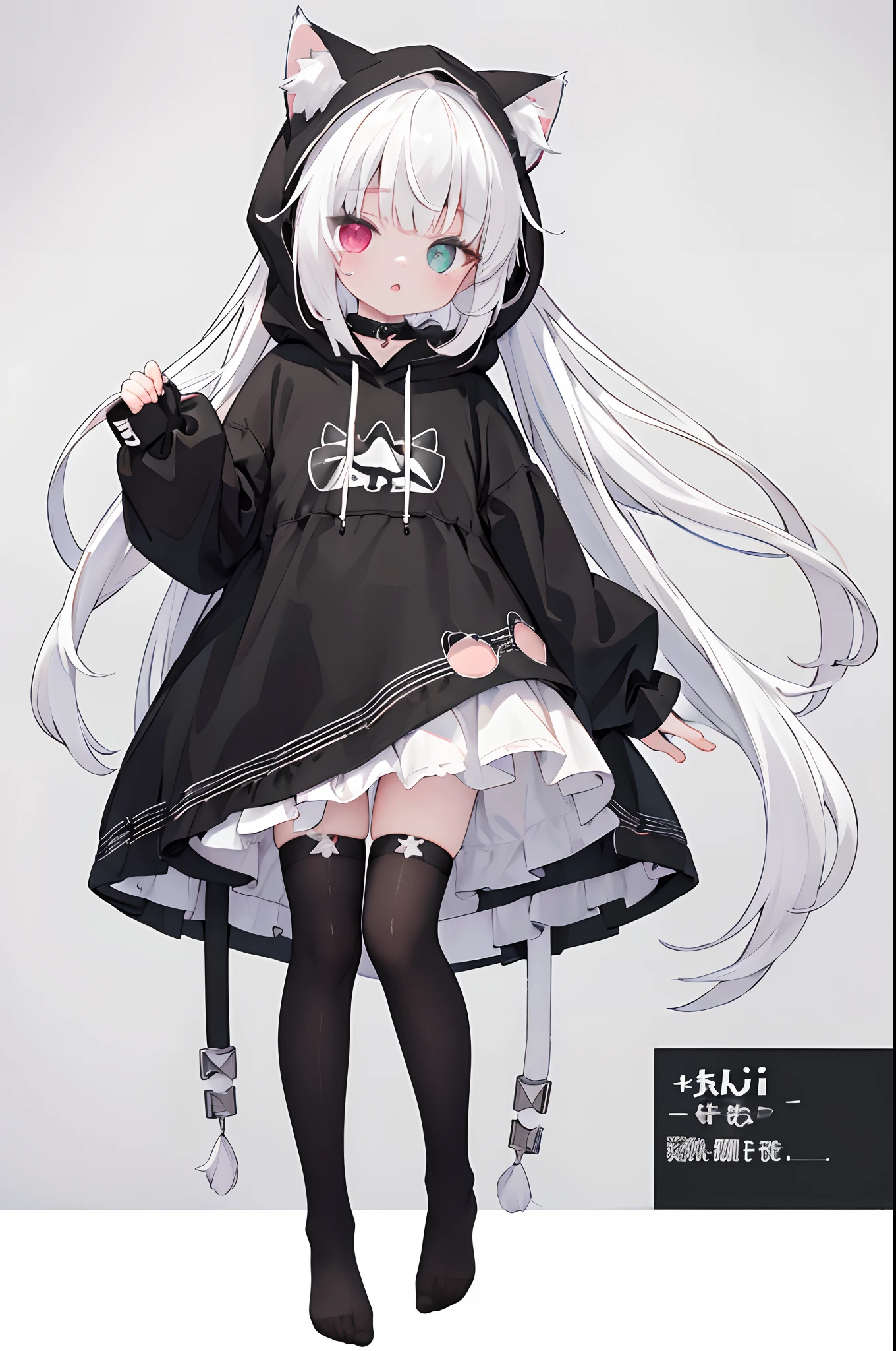 , Colossal, Twin-tailed, Silver hair, Hoodie, Vintage Gothic, Pose, Cute, Face up, High quality, Necklace, Ring, Bracelet, earrings