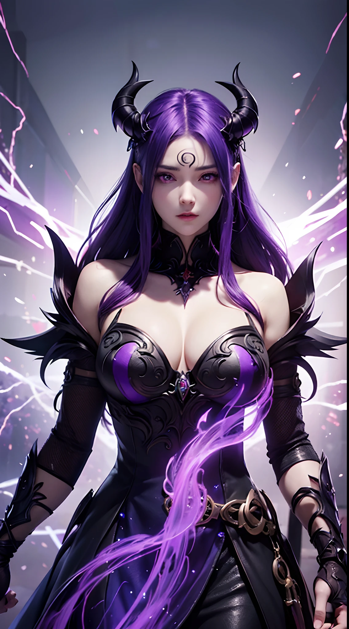 anime character with purple hair and glowing eyes in front of a dark background, handsome guy in demon slayer art, epic fantasy art style, badass anime 8 k, epic fantasy digital art style, detailed digital anime art, human male demon, portrait of hades, epic fantasy art style hd, fierce expression 4k, demon male, extremely detailed artgerm