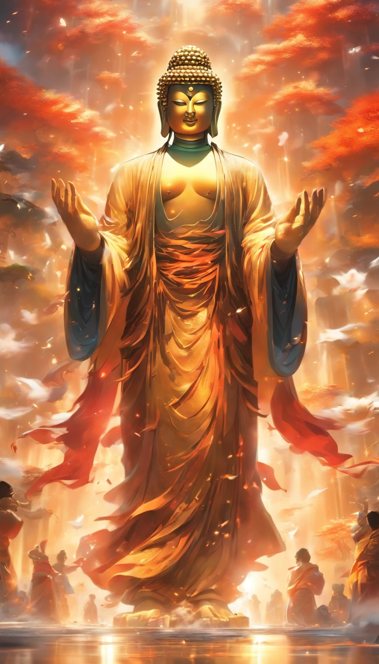 china style,In the distance, A huge tall Buddha statue stands in space,Staring at the Earth,Standing Buddha,with light glowing,glow effect,Pilgrims on the road,Hyper-realistic,Ultra photo realsisim,Real Photographics,8K,High Definition,high quarity,Works of masters,super-fine,Chinese black and white ink style,(((white colors))),decolorization,Smudge,inky,8K,super-fine,high quarity,(((OC Renderer)))