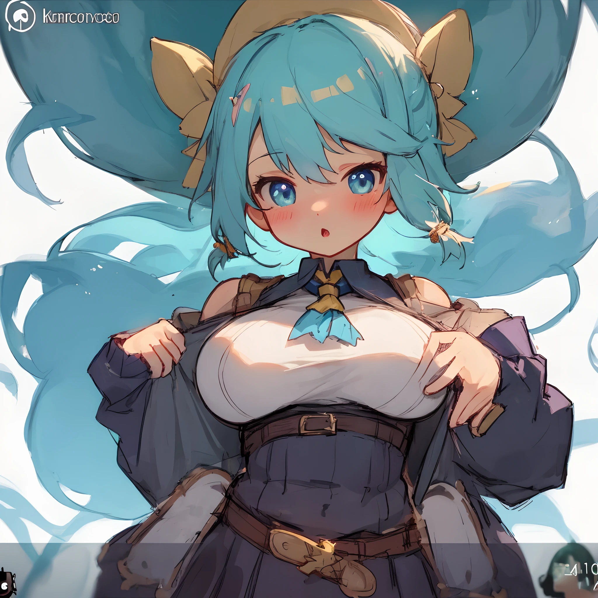 Big tits leaked out of his
