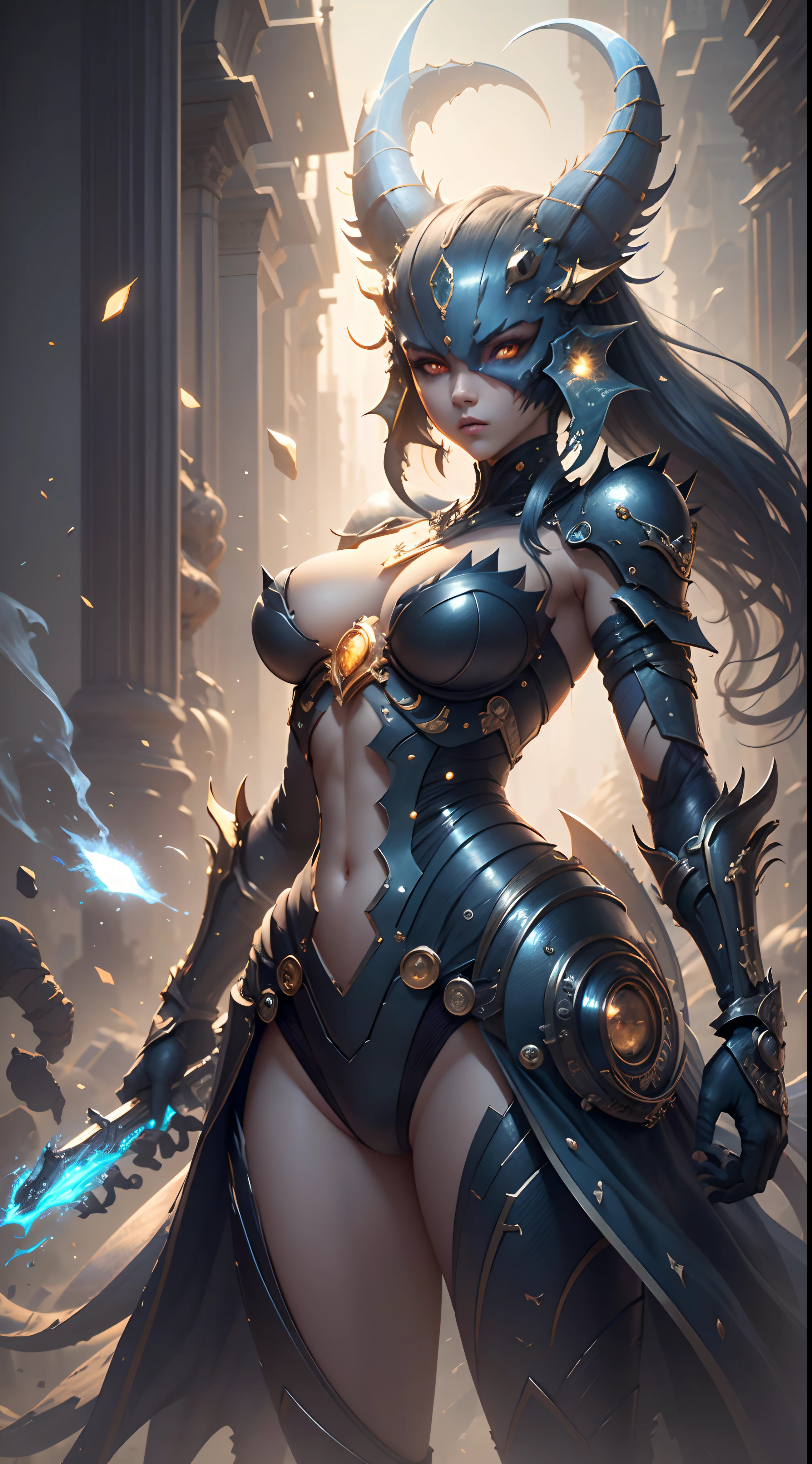 Create hyper-verbose, Best quality, A high-resolution masterpiece,Depict umbra elements,(Non-humanoid monsters),Exudes perfect blue energy, Highqualityshadow, Photorealistic,