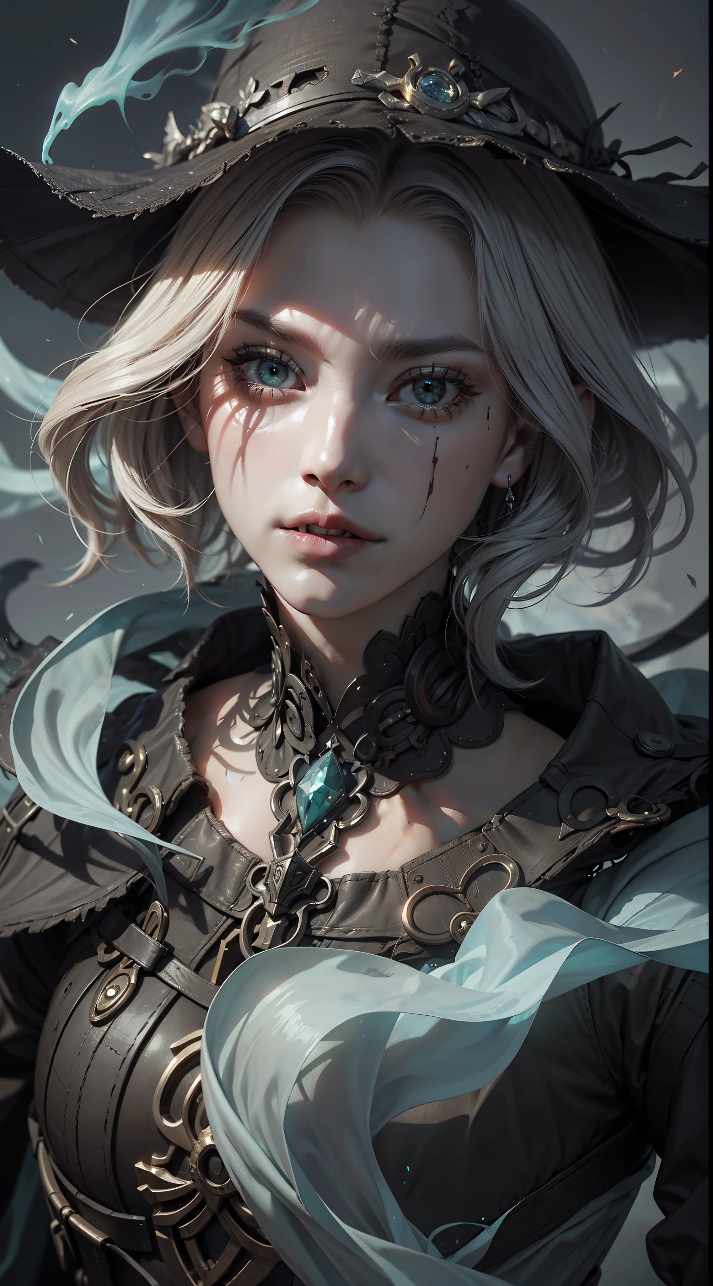 absurdities, High resolution, ultra detailed, HdR, masterpiece, Extremely detailed face and eyes, semi-long blonde hair, bushy eyebrows, serious, blue eyes, detailed eyes, LOOKING AT THE SPECTATOR, 1 man, white fur coat, blue viking clothing, masculine, sorcery clothing, snow background, background skulls, toned chest, Complete plan,photorealistic, 8k