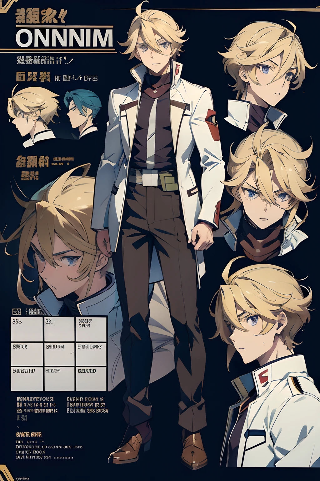 line-art, art book, character sheet, male, gundam iron-blooded orphans,