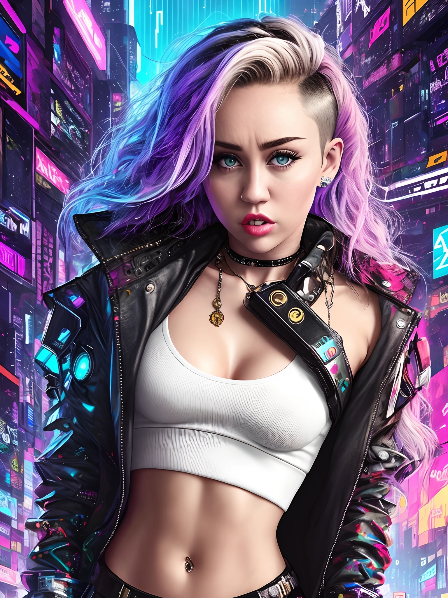 miley cyrus ao estilo cyberpunk