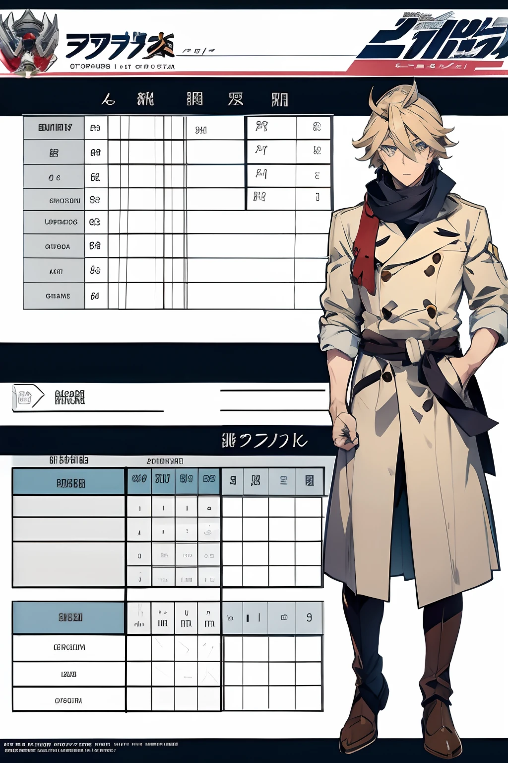 line-art, art book, character sheet, male, gundam iron-blooded orphans, reimagined, action, sheets