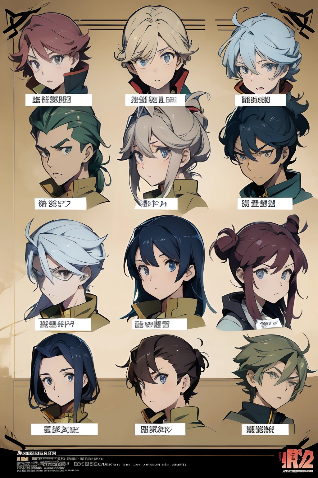 line-art, art book, character sheet, gundam iron-blooded orphans, reimagined, action, character expression sheet