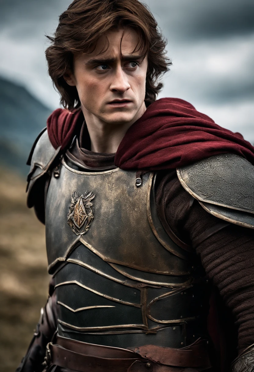 Harry Potter as a Spartan warrior, Dying on the battlefield , Bloody armor, Epic, 8K