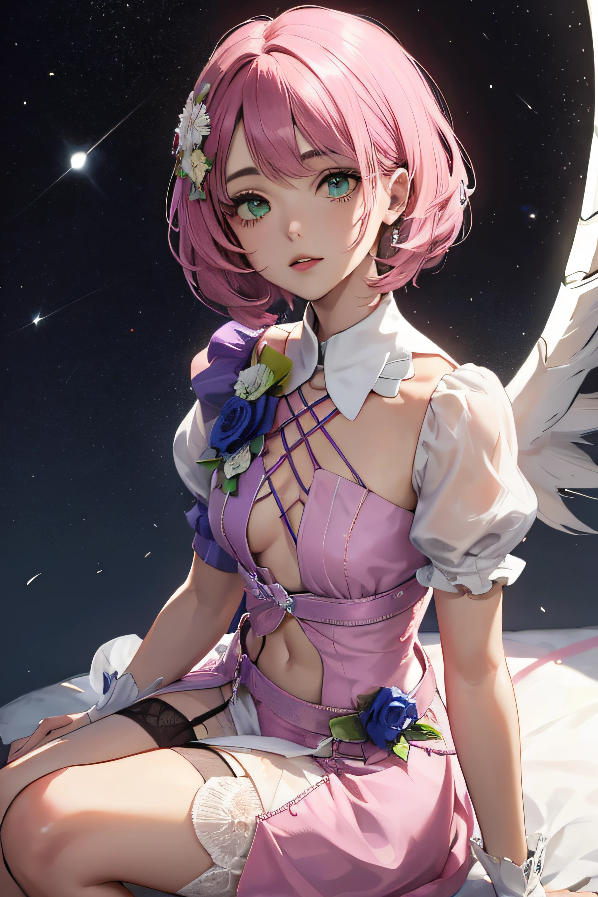 Alisa bosconovitch, melhor qualidade, contemporary, estilo plano, minimalismo, Green Eyes Flat Illustration, cabelo rosa, cabelo curto, cabelos multicoloridos, Camisa Preta, mechanical wings, Head Portrait Close-U, peito pontudo, decote, super decote, middlebreasts, Tekken,cabelo rosa pastel, 1girl, em quimono, hand-painted,Desenho de linha sem cor, colorida do yandere pastel, Tekken, Super cute pink girl hair with gothic makeup on the side, com roupa de empregada,figura esbelta,robusto,He sat on the floor,Vestido com roupas de empregada rosa e branco,cabelos muito curtos,com orelhas de gato,quadratic element,, kawaii cor-de-rosa na roupa da era de 1910, Alisa Bosconovich pink lips, no estilo da paleta de cores suave aurorapunk, an anime illustration of his face, gifs animados, hand drawn animation, charming sketches, suave e brilhante, romantismo nebuloso, Estilo Superflat, fundo branco - ar 1:1 - niji 5 - estilo expressivo --s 50 ,Pink kawaii girl in 1920s era clothesPink Eagles, vestindo uma camisa branca brilhante, no estilo da paleta de cores suave aurorapunk, an anime illustration of his face, gifs animados, hand drawn animation, charming sketches, suave e brilhante, romantismo nebuloso, estilo superflat, fundo branco - ar 1:1 - niji 5 - estilo expressivo --s 50, absurdos, highres, ultra detalhados, (1girl:1.3), BREAK , Crie uma imagem com uma bela caligrafia, com letras expressivas, floreios elegantes e um senso de habilidade e habilidade.