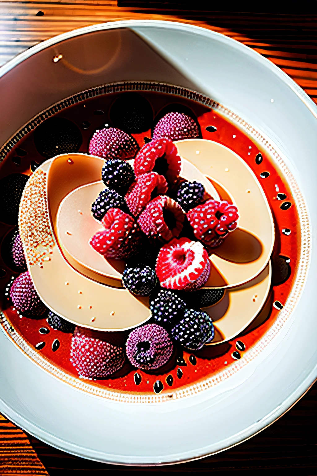 RAW photo, Quinoa porridge with mixed berries, foodphoto, professional colour grading, soft shadows, no contrast, clean sharp focus, foodphoto,