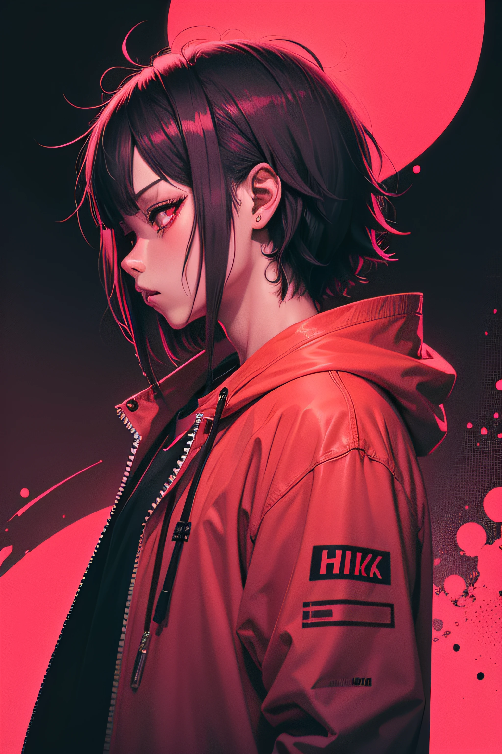anime phonk brain sick album cover with neon red colors
