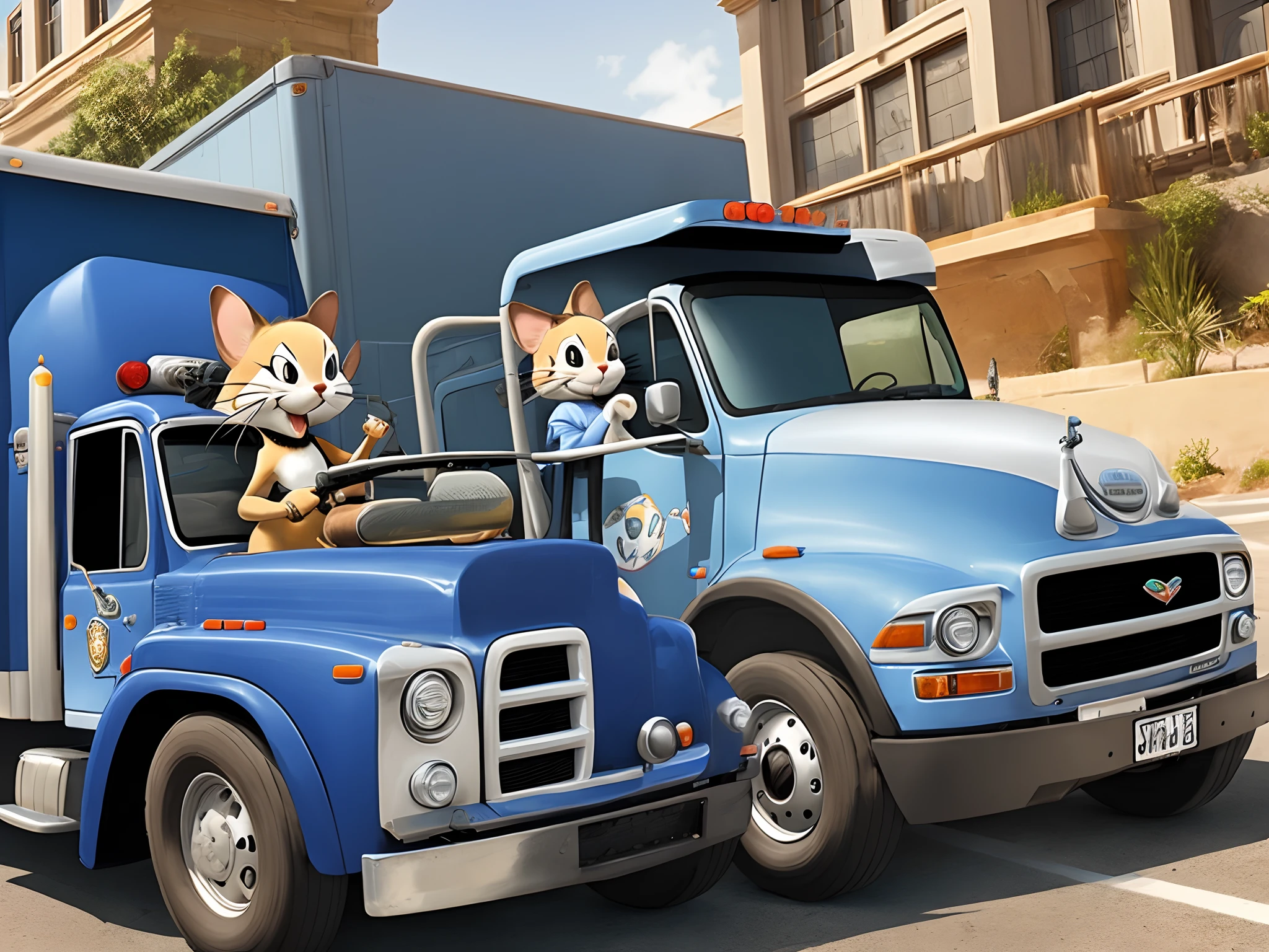 tom and jerry running a way from cops like marcos in a truck with guns and drugs