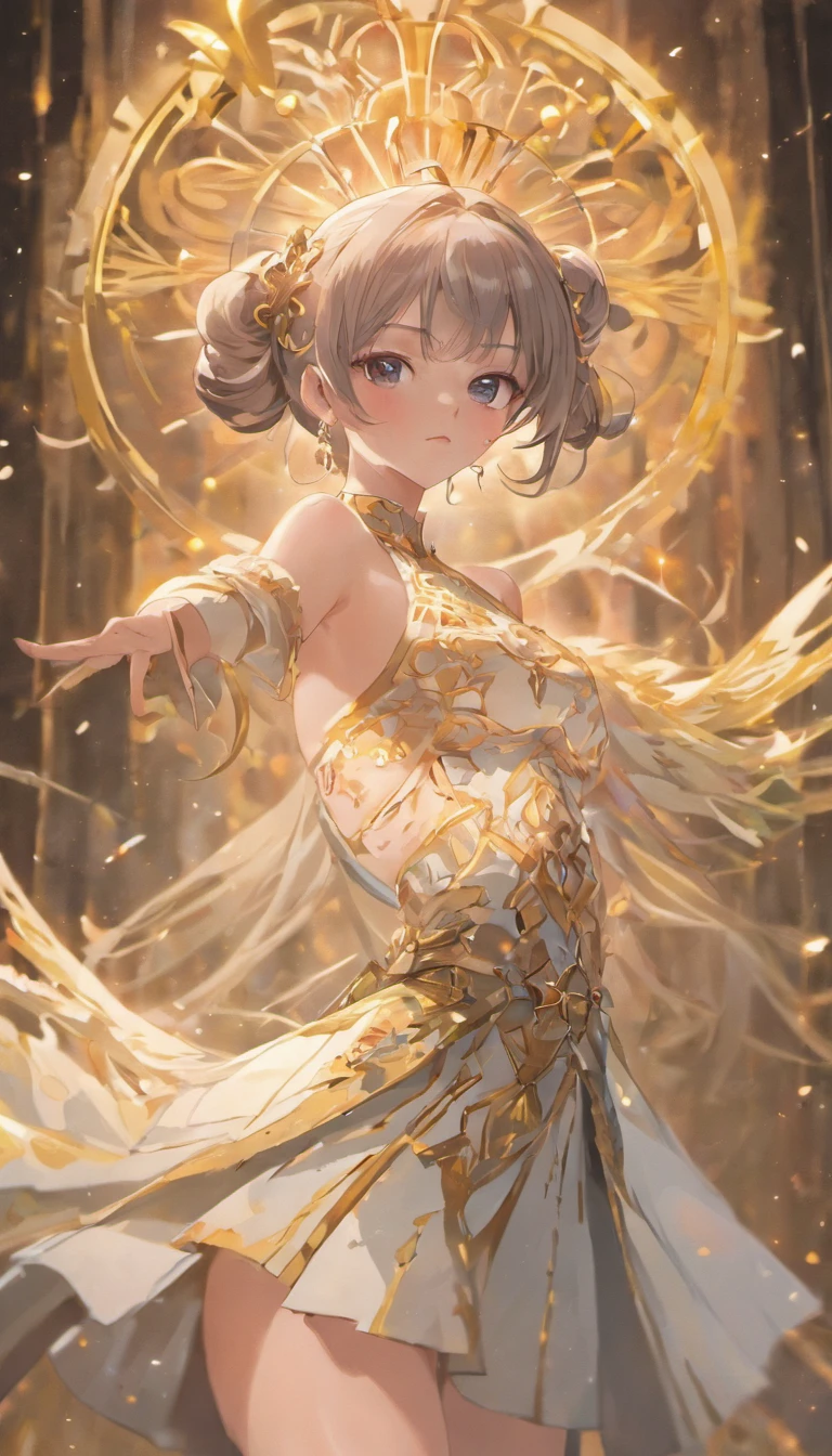 Best quality,tmasterpiece,A high resolution,CG, 1girll,Chinese actress Jiang Ying,arma,The sword,long whitr hair,shift dresses,Eau,(Temptation 1.5),独奏,jewely,white dresses,耳Nipple Ring,hair adornments,spatter,The upper part of the body,hair-bun,brunette color hair, illuminating,Frankness,photore,A high resolution,8K,Bokeh,(Depth of field 0.5),high detal