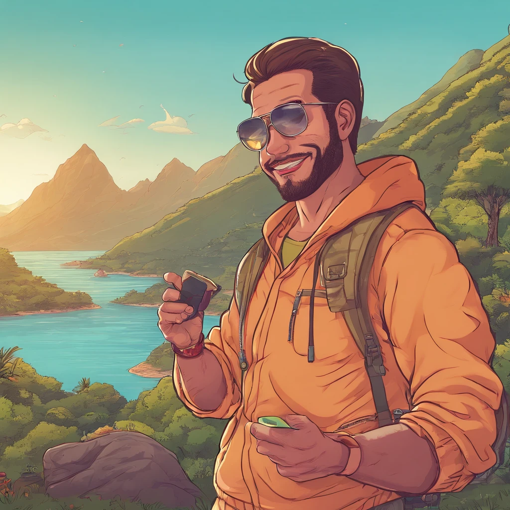 VeronicaCipher ((selfie da parte do corpo, Feliz)), obra-prima, melhor qualidade, ultradetalhado, sozinho, ao ar livre, (dia), montanhas, Natureza, (nuvens, ..piso) Alegre, Feliz, mochila, Saco de dormir, camping stove, bottled water, botas de montanha, Luvas, pullover, kalap, lanterna, floresta, pedras, rio de janeiro, madeira, smoke billowing, Sombras, contraste, clear sky, analogue style (matiz quente, tom quente): 1.2), Close-up, cinematiclight, side-lighting, ultra high reflooring, melhor sombra, ..RAW, parte superio de janeiror do corpo, Wearing Pullover Kodak Vision 3.