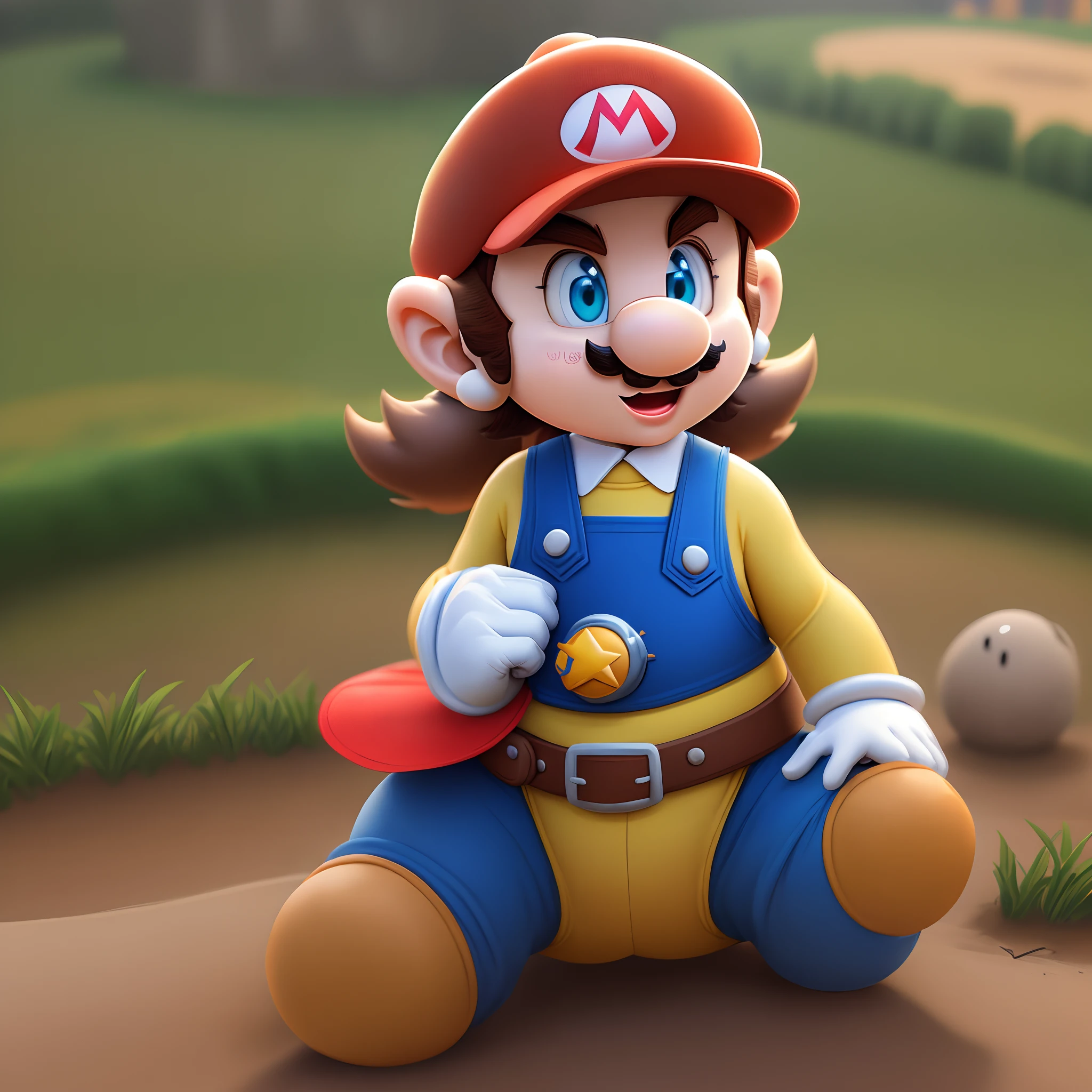 Desenho do supermario com uma central e.c.u na mao
