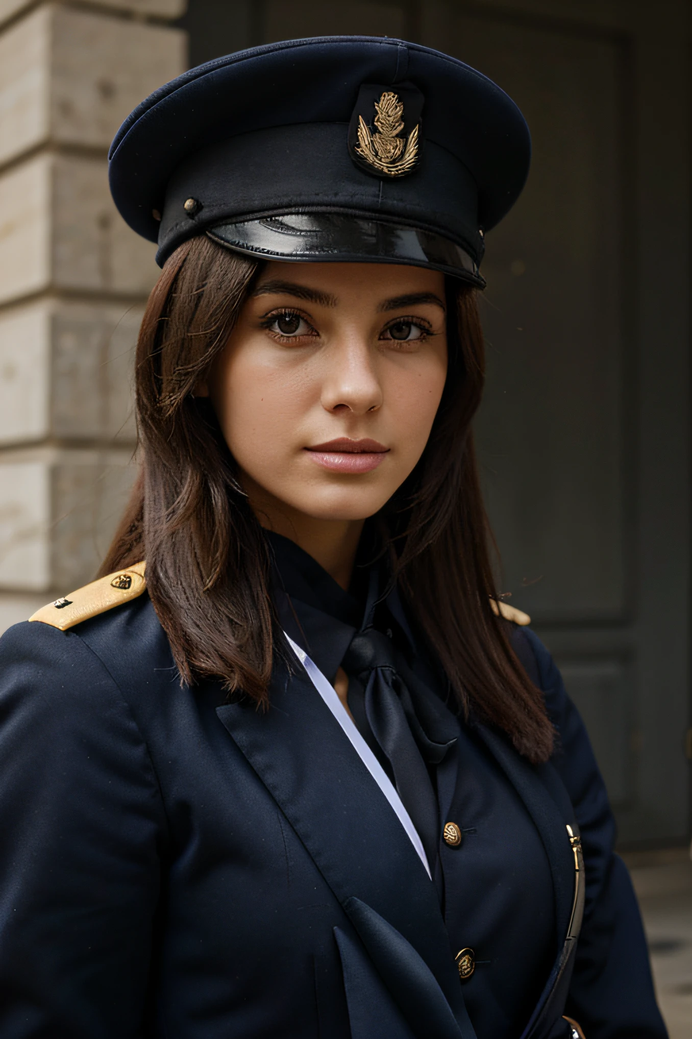 A beuaty female soldier with mortarboard