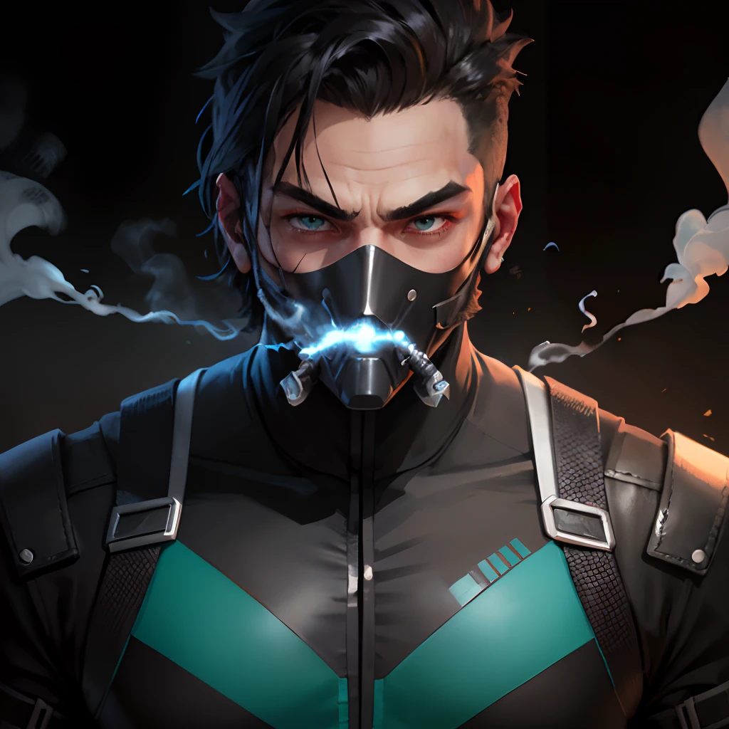Name: Smokescreen
Appearance:
Smokescreen is a tall and athletic male with a twunk body shape. He has short, messy brunette hair that contrasts with his striking emerald green eyes. His rugged facial features give him a mysterious and charismatic look, with a faint five o'clock shadow.Costume:
Smokescreen's costume consists of a sleek black bodysuit with silver accents, which helps him blend into the shadows. He wears a silver mask that conceals his identity and adds an air of enigma.