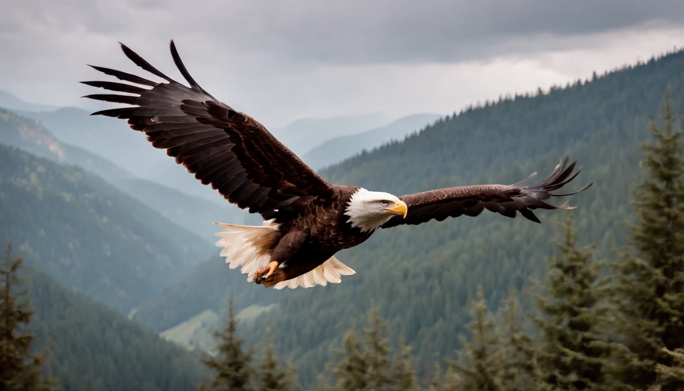 REALISTIC EAGLE flying in the black forest