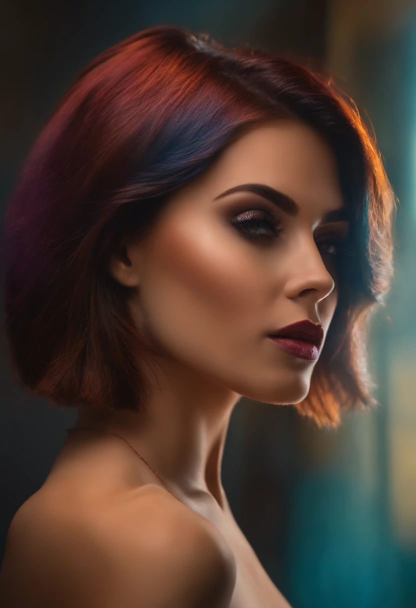 Sexy naked girl, bob haircut