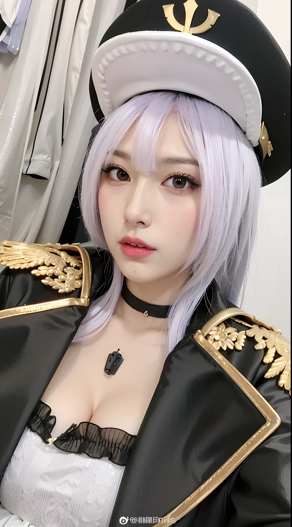Alafi wore a black and white uniform and hat, from girls frontline, Anime girl cosplay, Anime cosplay, cosplay, Shot on Canon EOS R 6, girls frontline style, Fine details. Girl Front, professional cosplay, sakimichan, Girls Frontline CG, cosplay foto, rpgmaker, m4 sopmod ii girls frontline, girls frontline universe