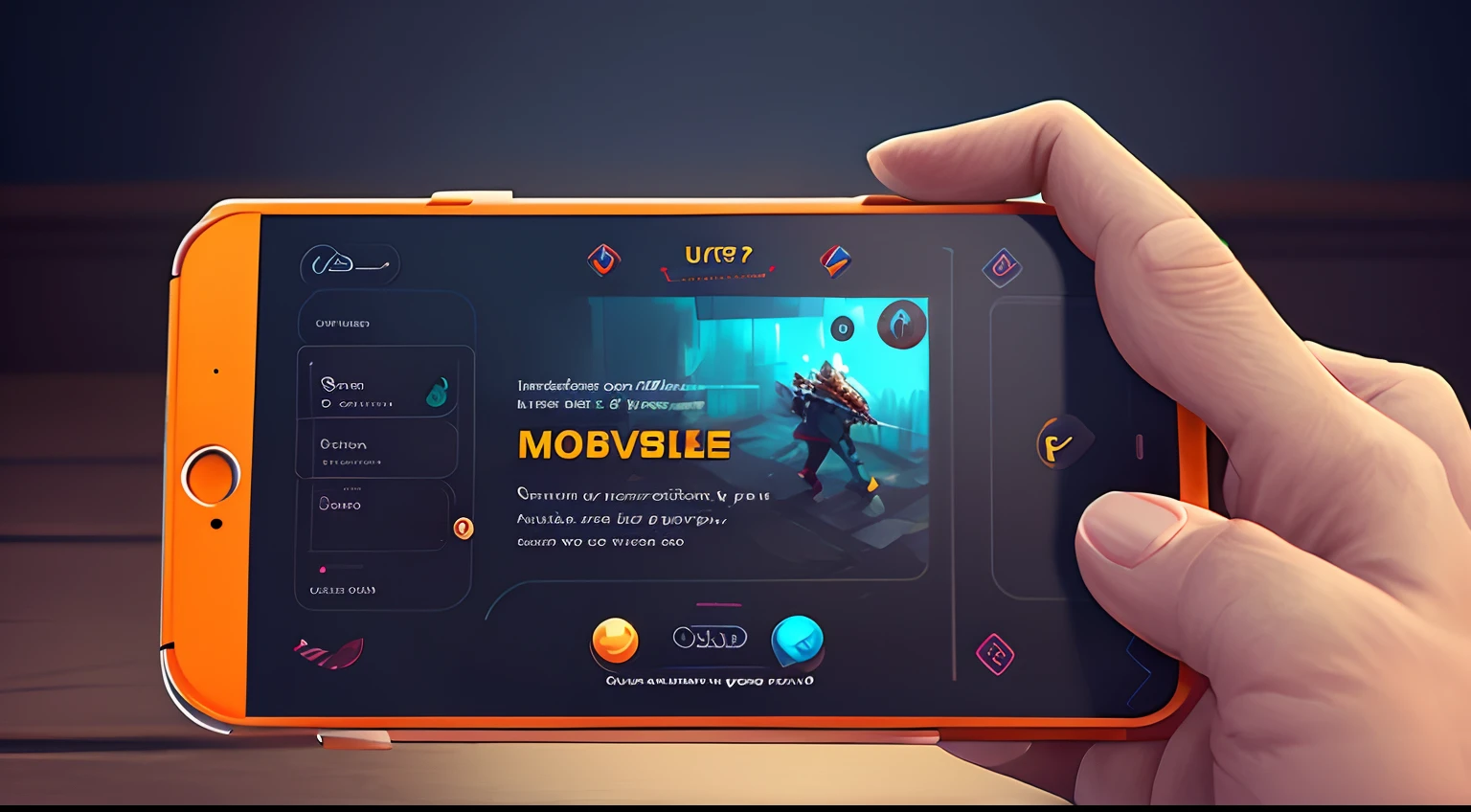 User interface for mobile game, modern,