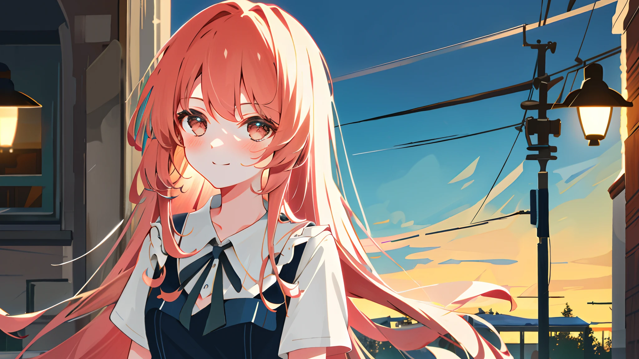8K, Best Quality, Masterpiece: 1.2) , Super Detail, 1 Girl, Cute, Indie, Beautiful Detail Sky, Detail Cafe, Evening, Dating, (Nose Red) , Sweet Smile, (Smile: 1.15) , (Shut Up) Small Tits, Small Beautiful Detail Eyes, (Collar Shirt: 1.1) , Night, Wet, Business Dress, Rain, Long Hair, Flowing Hair,